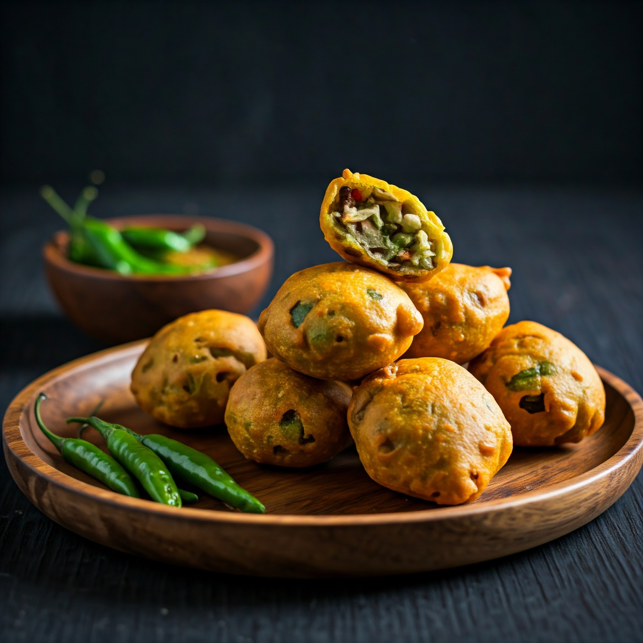 Crispy Homemade Chili Fritters Recipe | Planmeal Green chili fritters, crispy, spicy, fried to perfection, ideal for a snack or appetizer | Planmeal - Menu Planner